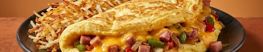 Huddle House menu: Omelets & hashbrowns